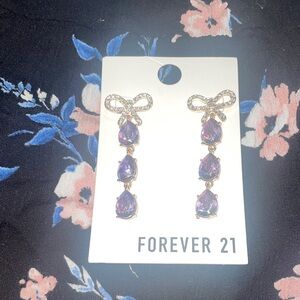 Forever 21 Elegant Gold and Purple Drop Earrings